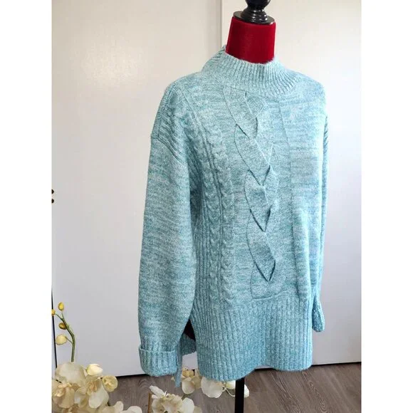 NWT Women's Simply Vera Vera Wang Oversized Asymmetrical Cable Sweater Sz S 1283 - Picture 3 of 9